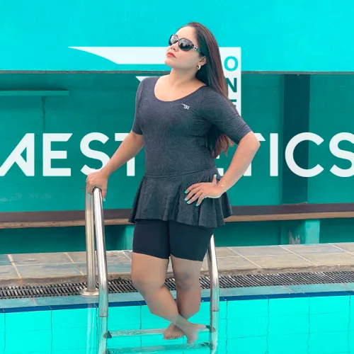 classic black one-piece swimsuit