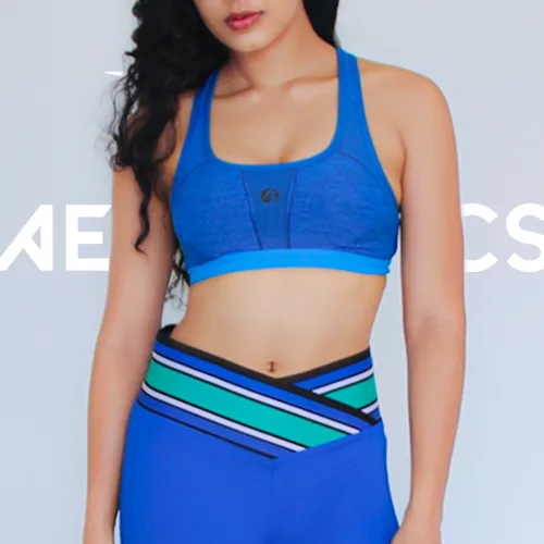 vibrant blue sports bra