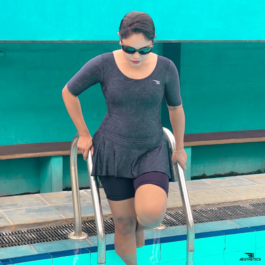 classic black one-piece swimsuit