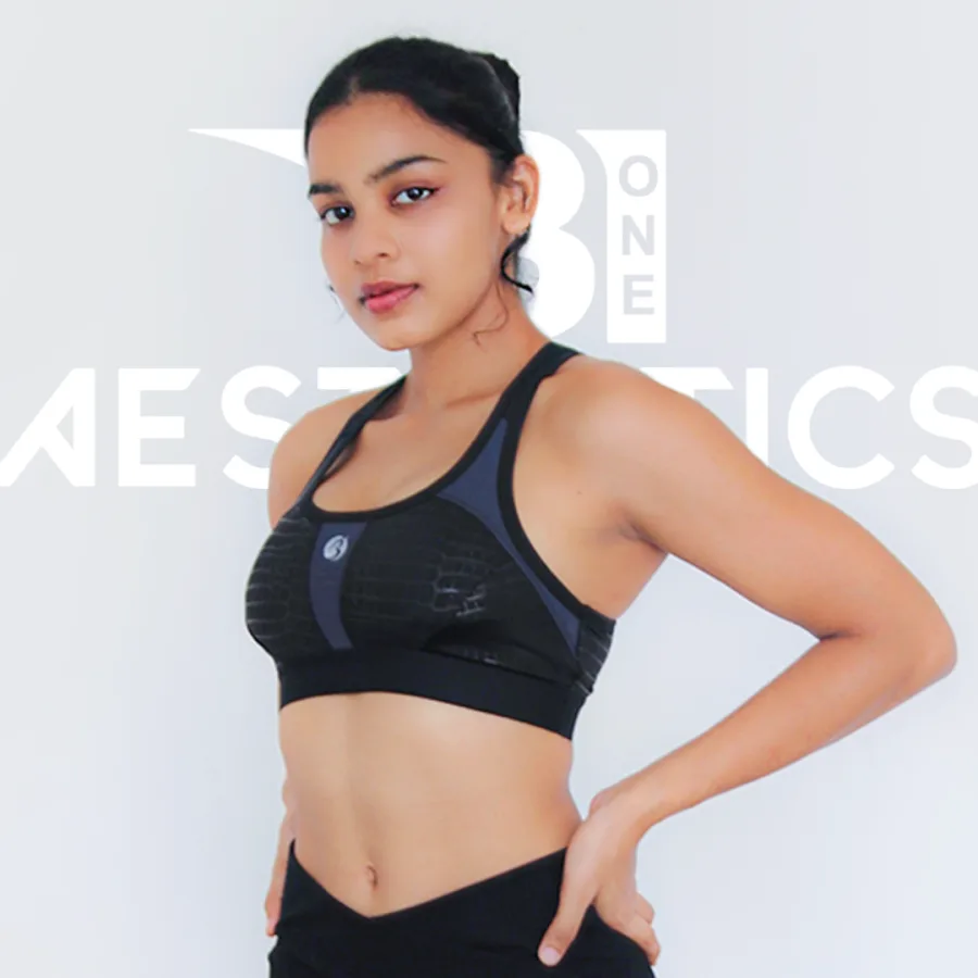 black and gray sports bra