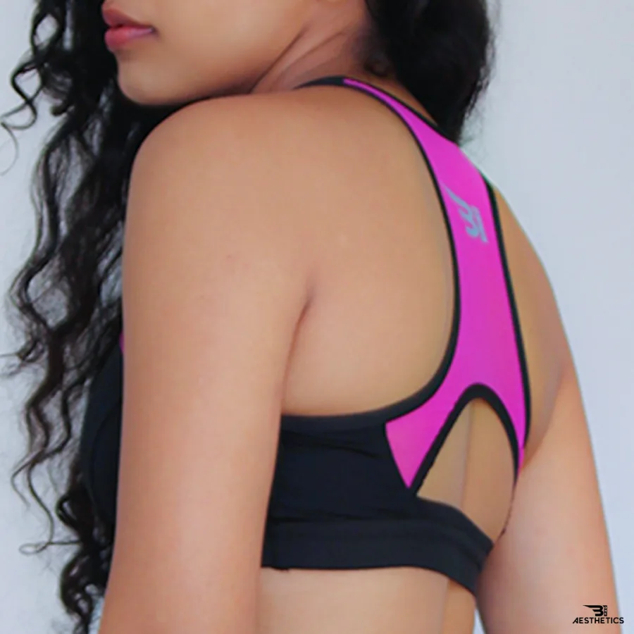 black and pink sports bra