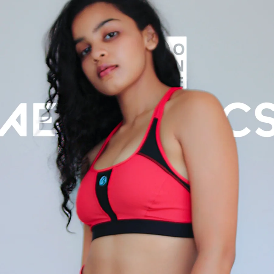 red sports bra