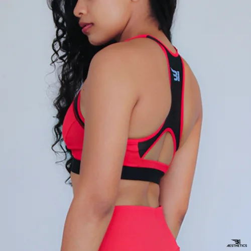 red sports bra