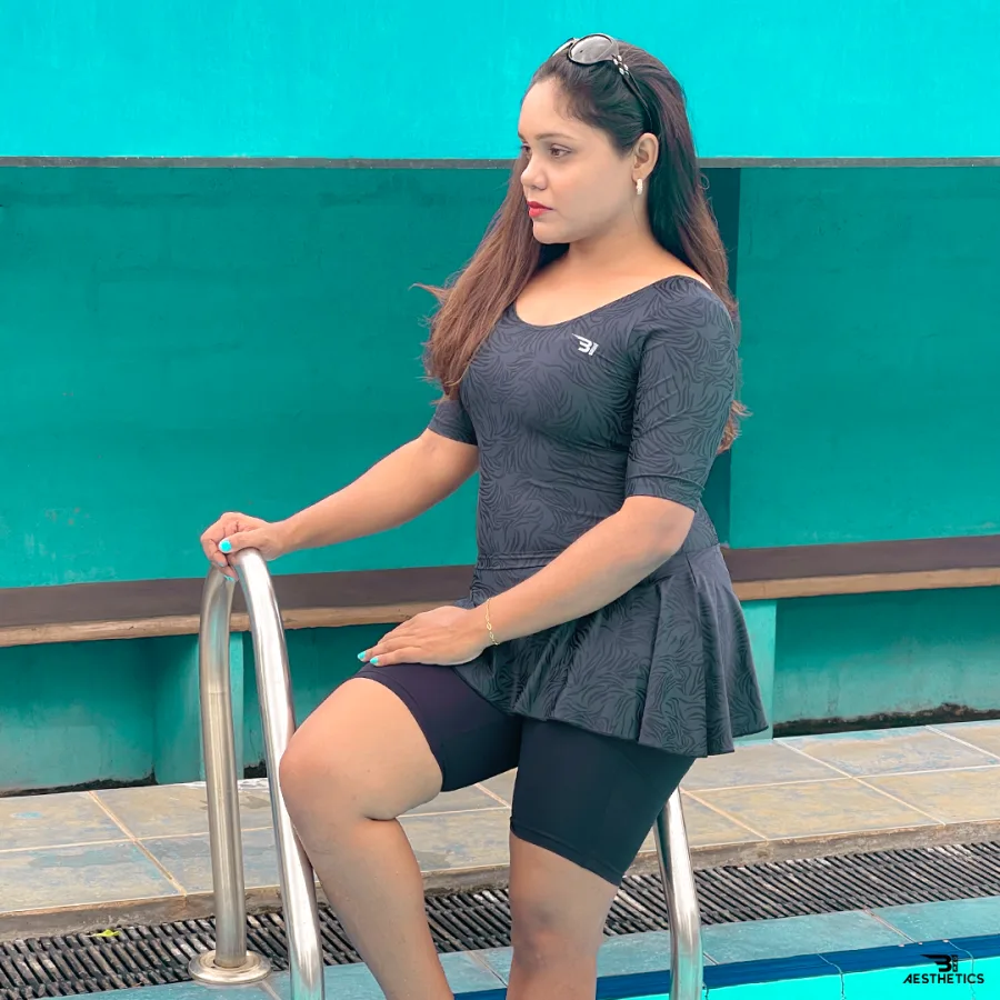 classic black one-piece swimsuit