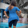 elegant blue one-piece swimsuit
