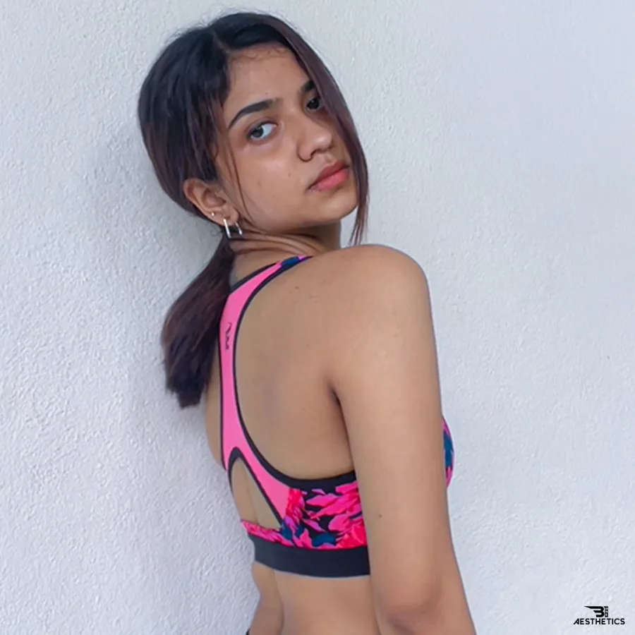 pink floral sports bra