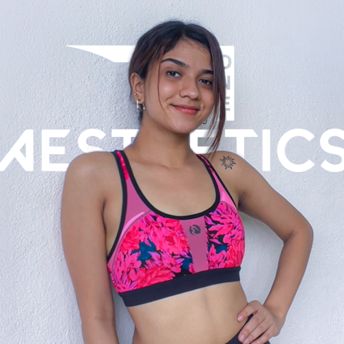 pink floral sports bra