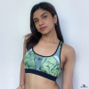 green tile pattern sports bra