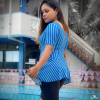 elegant blue one-piece swimsuit