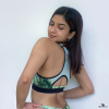 green tile pattern sports bra