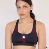 black and maroon sports bra