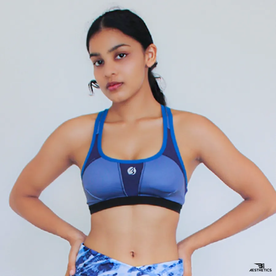 light blue sports bra