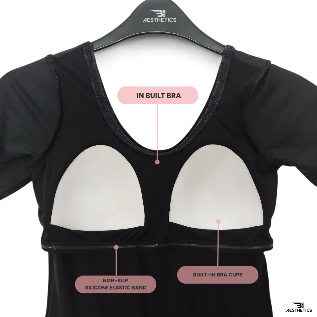 classic black one-piece swimsuit in-built bra