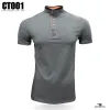 men's gray Chinese collar t-shirt