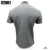 men's gray Chinese collar t-shirt