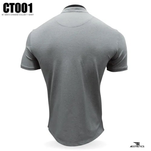 men's gray Chinese collar t-shirt