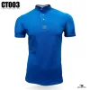 royal blue Chinese collar t-shirt