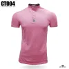 men's pink Chinese collar t-shirt