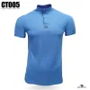 essential blue Chinese collar t-shirt