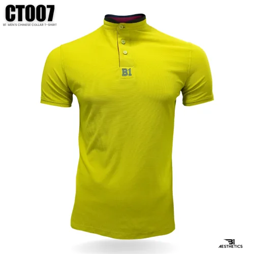 lime green Chinese collar t-shirt