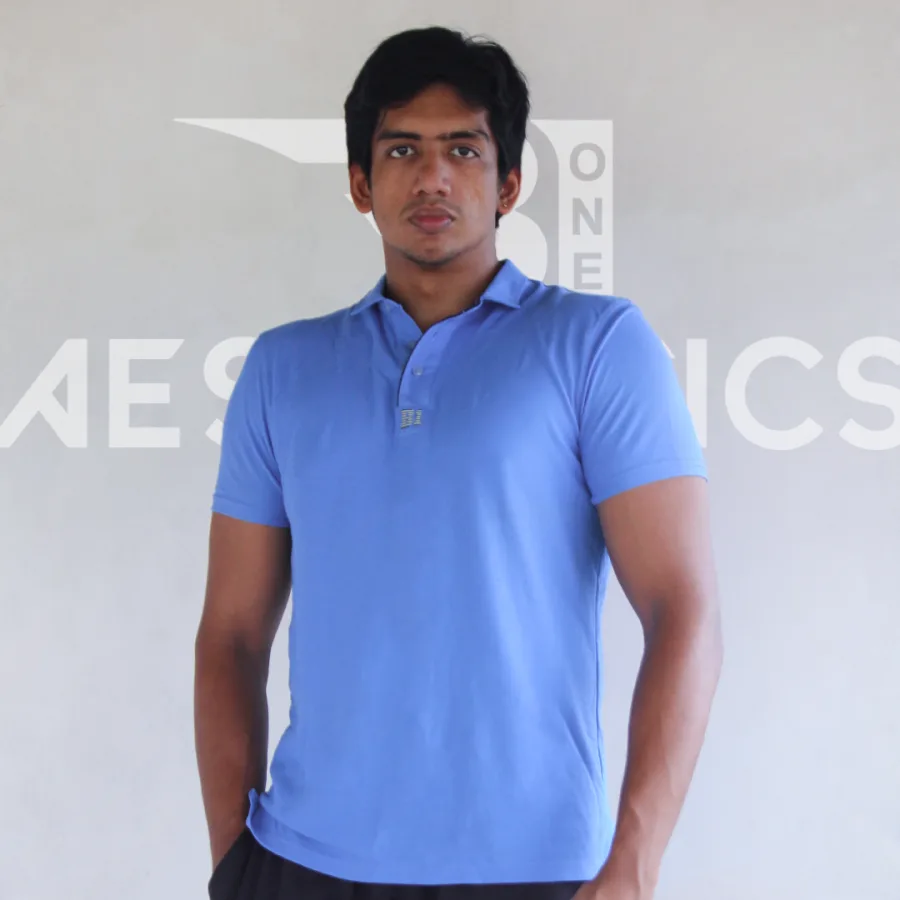 essential blue polo collar t-shirt