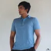 blue and gray polo collar t-shirt