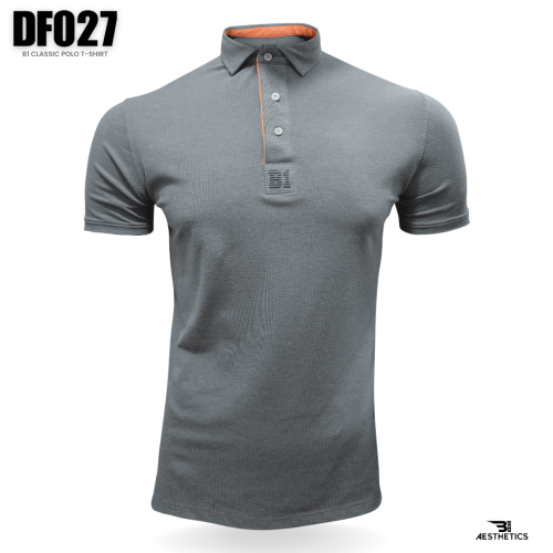 gray classic cotton polo t-shirt