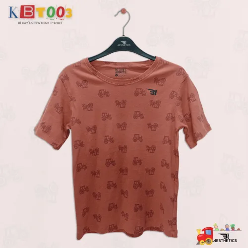 brown crew-neck boy's t-shirt