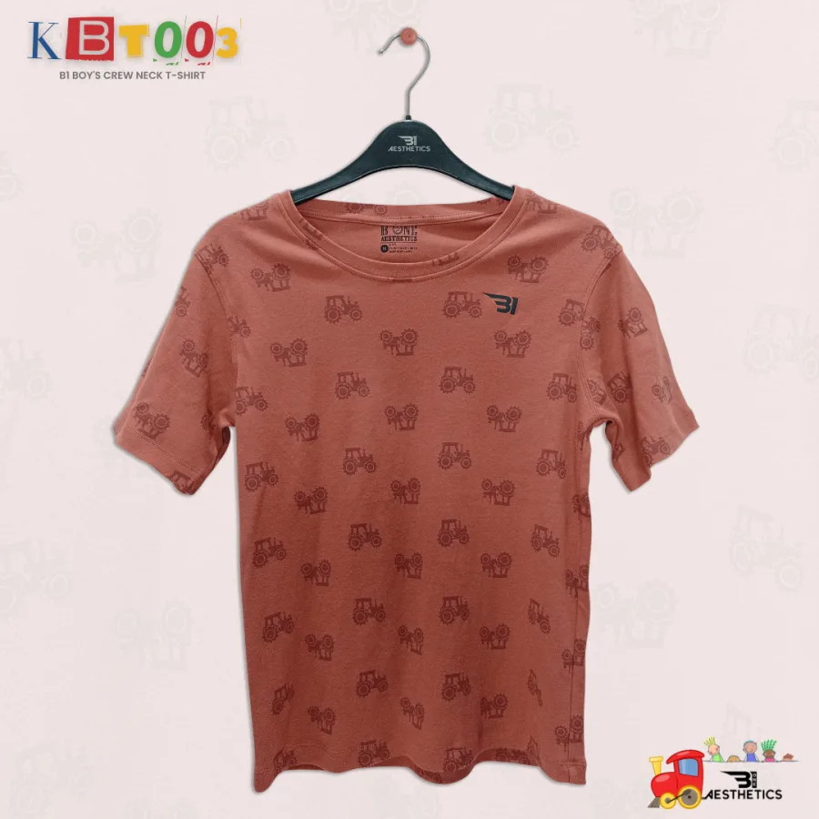 brown crew-neck boy's t-shirt