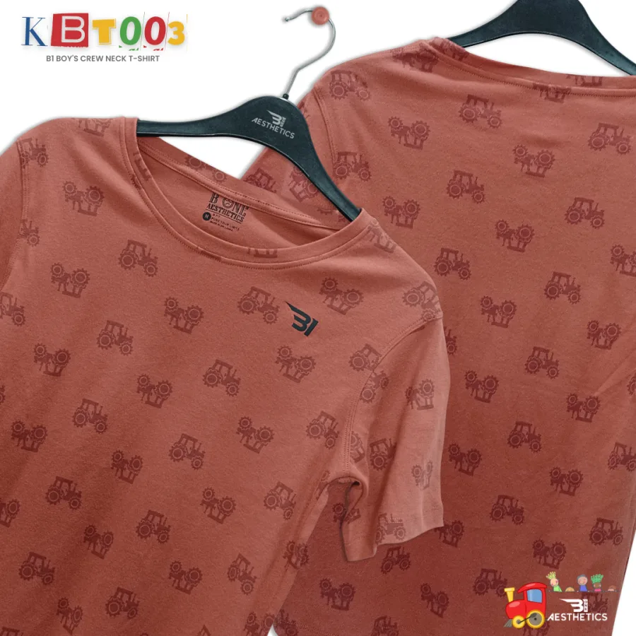 brown crew-neck boy's t-shirt