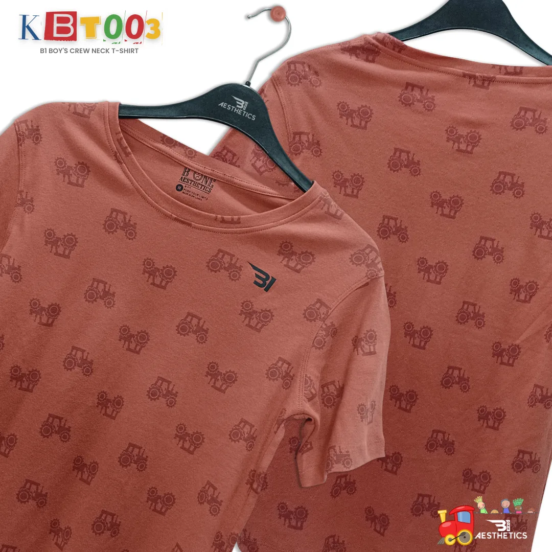 brown crew-neck boy's t-shirt