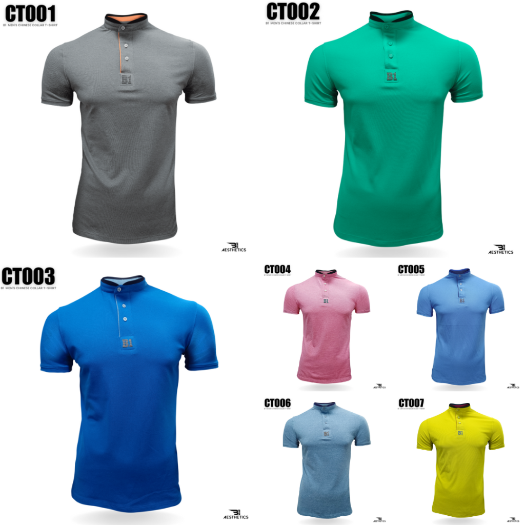 men's blue and gray Chinese collar t-shirt other colors