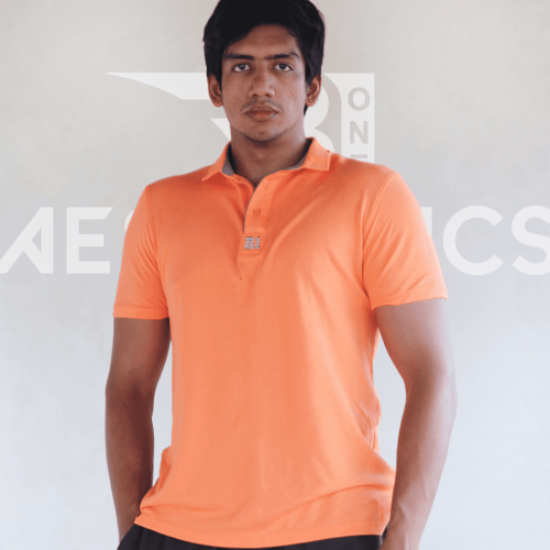 orange polo collar t-shirt