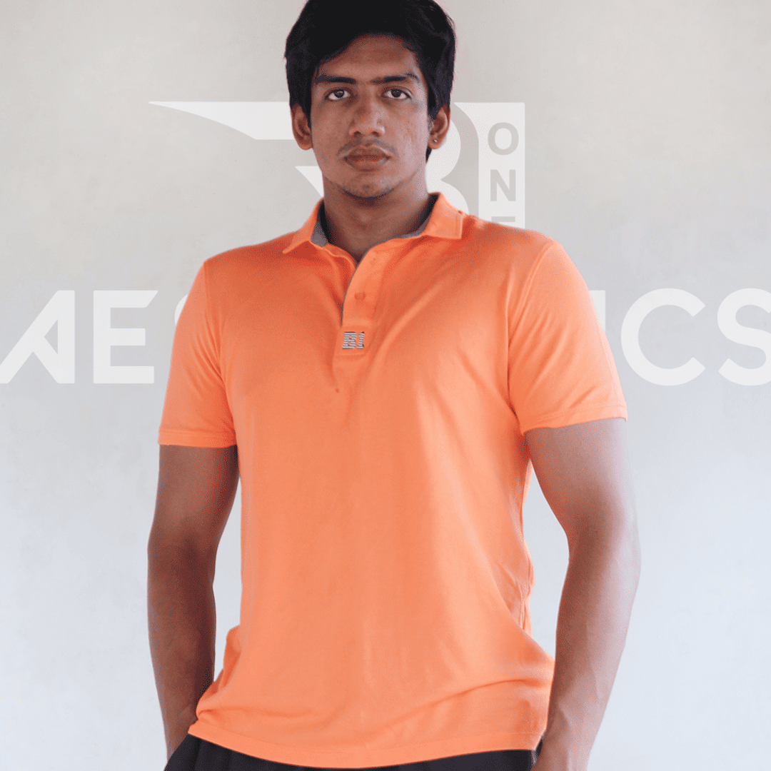 orange polo collar t-shirt