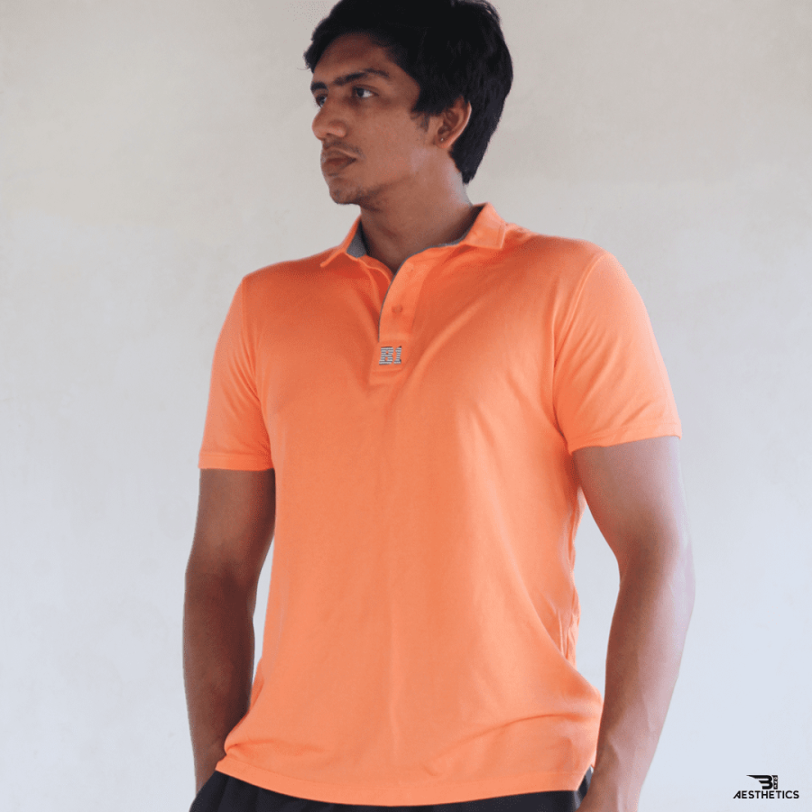 orange polo collar t-shirt
