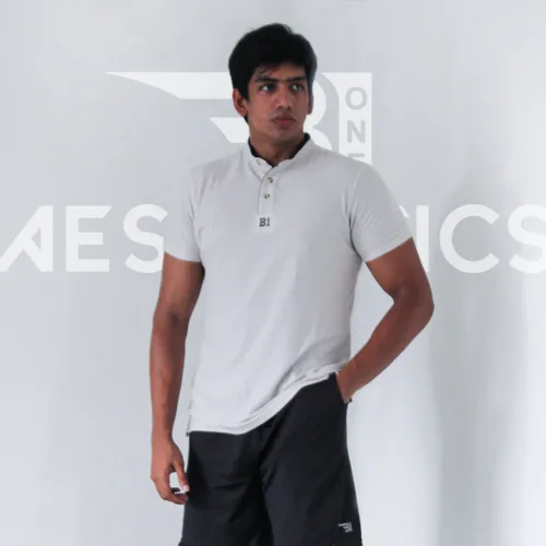 off white Chinese collar t-shirt