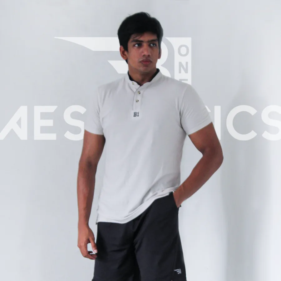 off white Chinese collar t-shirt