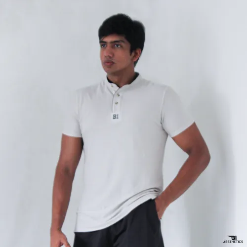 off white Chinese collar t-shirt