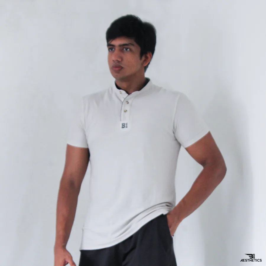 off white Chinese collar t-shirt