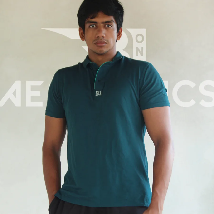 dark green polo collar t-shirt
