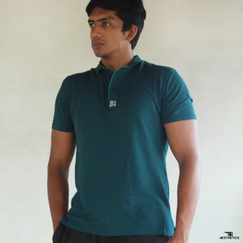 dark green polo collar t-shirt