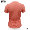 women's orange V-neck t-shirt