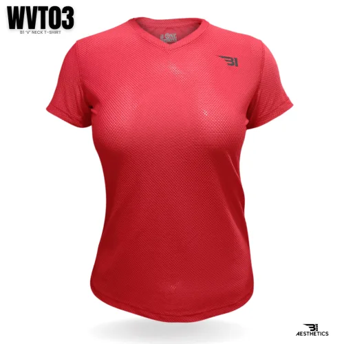 women's classic red V-neck t-shirt