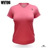 women's hot pink V-neck t-shirt