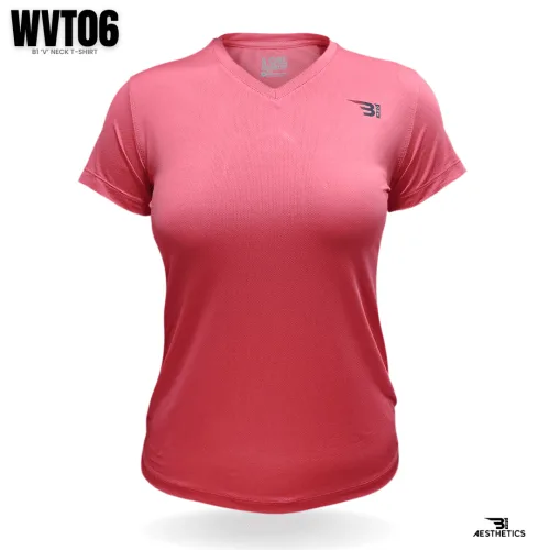 women's hot pink V-neck t-shirt