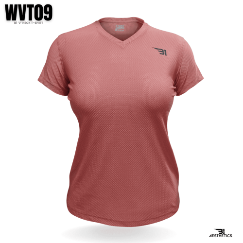 women's brownish orange V-neck t-shirt