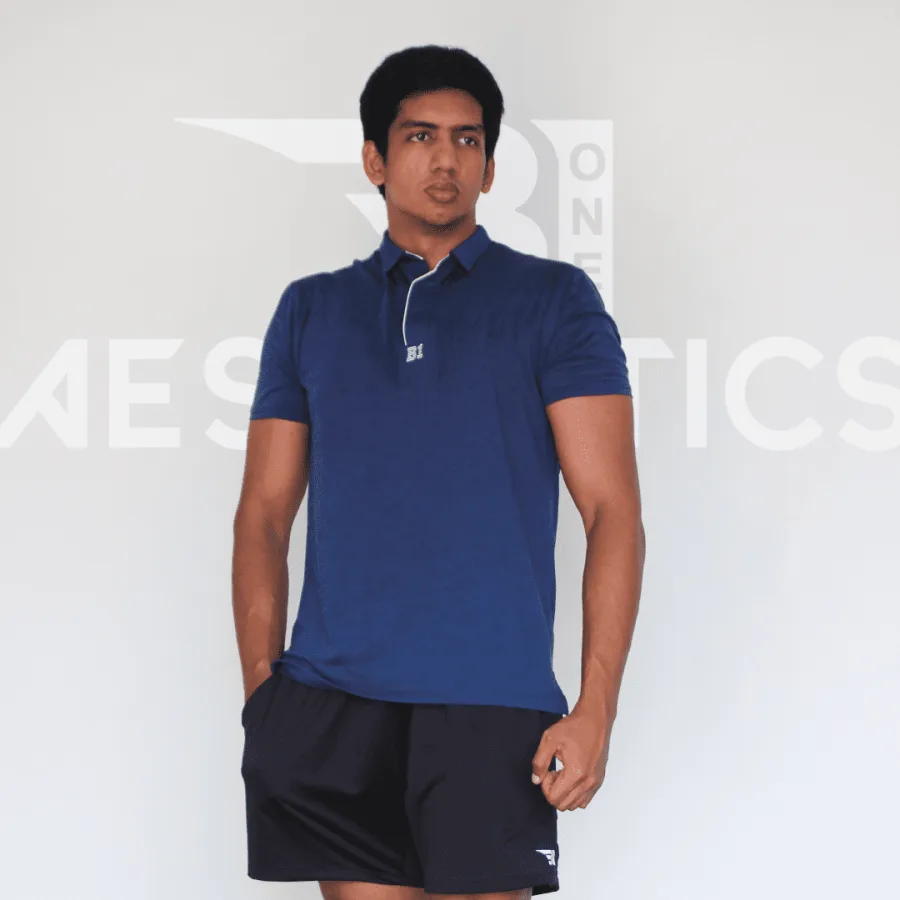 blue polo collar t-shirt