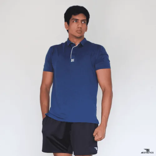 blue polo collar t-shirt