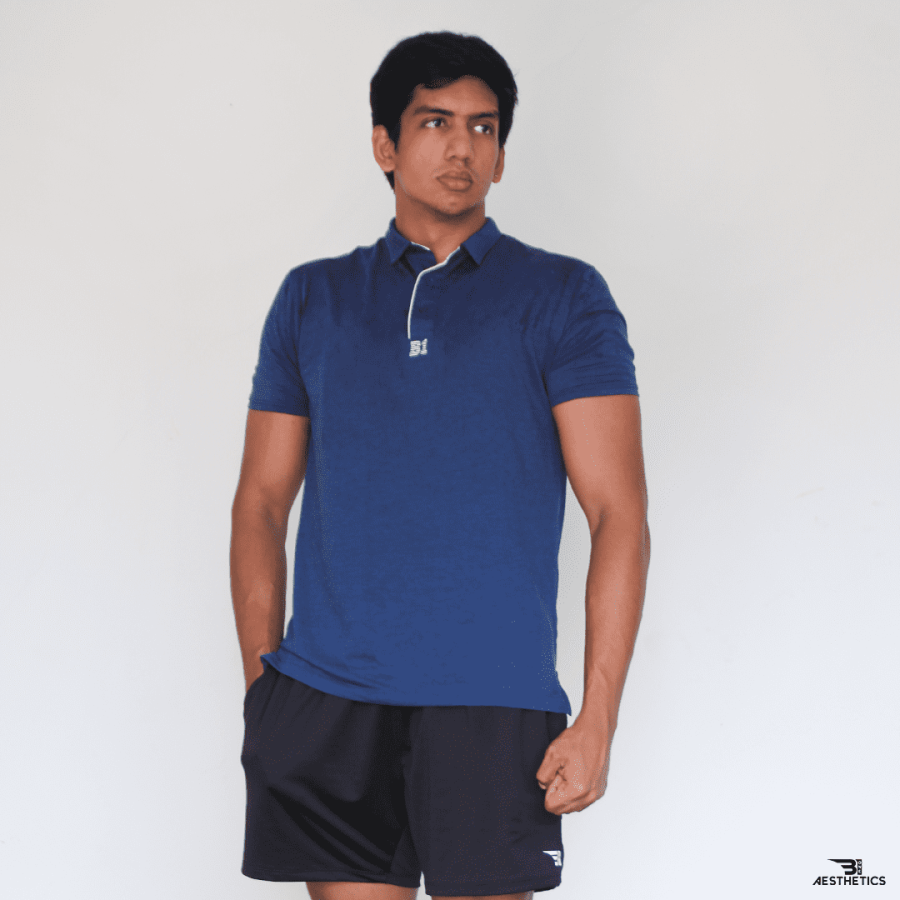 blue polo collar t-shirt
