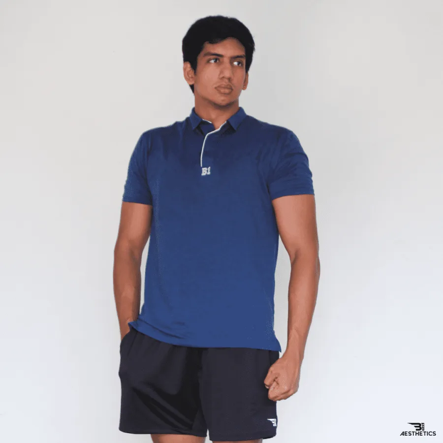 blue polo collar t-shirt